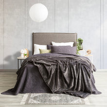 Load image into Gallery viewer, Renee Taylor Plush Ultra Soft Velvet Blanket - Graphite