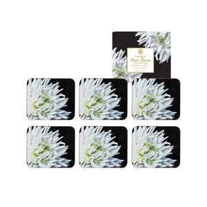 Ashdene Dark Florals White Dahlia Coasters