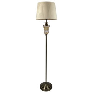 Antique Brass Floor Lamp - White