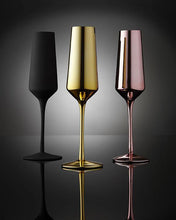 Load image into Gallery viewer, Aurora Tempa Champagne Glasses - Black, Gold, Rose
