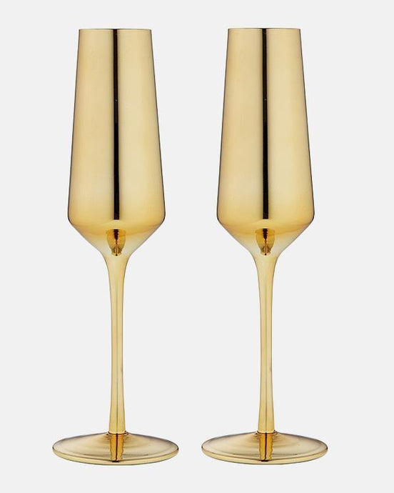 Aurora Tempa Champagne Glasses - Gold - Manjimup Homemakers
