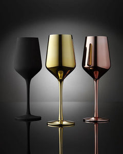 Aurora Tempa Wine Glasses - Black, Gold, Rose