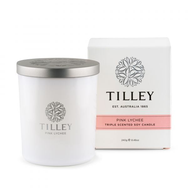 Tilley Triple Scented Soy Candle - Pink Lychee
