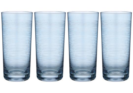 Ladelle Linear Etched Blue Glass Tumblers - Manjimup Homemakers